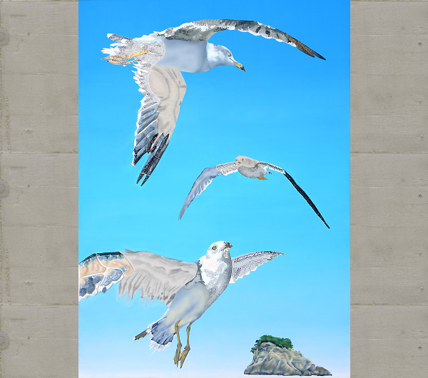 松島のかもめ。画家ポーア・アルトゥールのコンジャンクション絵画と