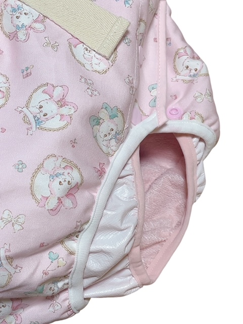 大人用 おむつカバーうさぎ柄パイル防水腰紐付き|大人用ロンパースBaby