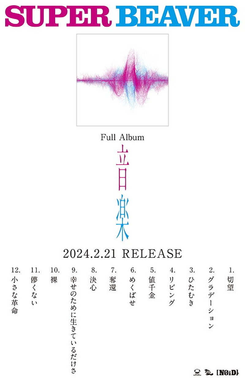 SUPER BEAVER、ニューアルバム『音楽』収録曲／ジャケット／新