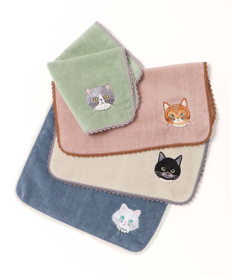 キャットパールタオルハンカチ ミニタオル ハンカチ 携帯小物 ねこ 猫