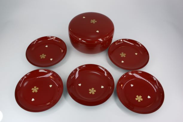 茶道具 工芸品 銘々皿 樹脂製 桜 桜銘々皿セット 茶道具・古道具・古