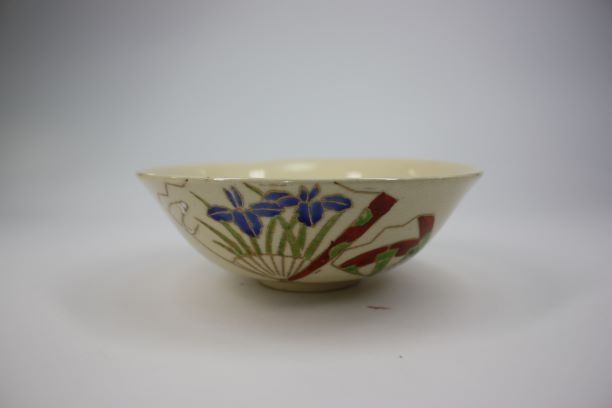 茶道具・古道具・茶碗・陶磁器・色絵扇面平茶碗 茶道具・古道具・古