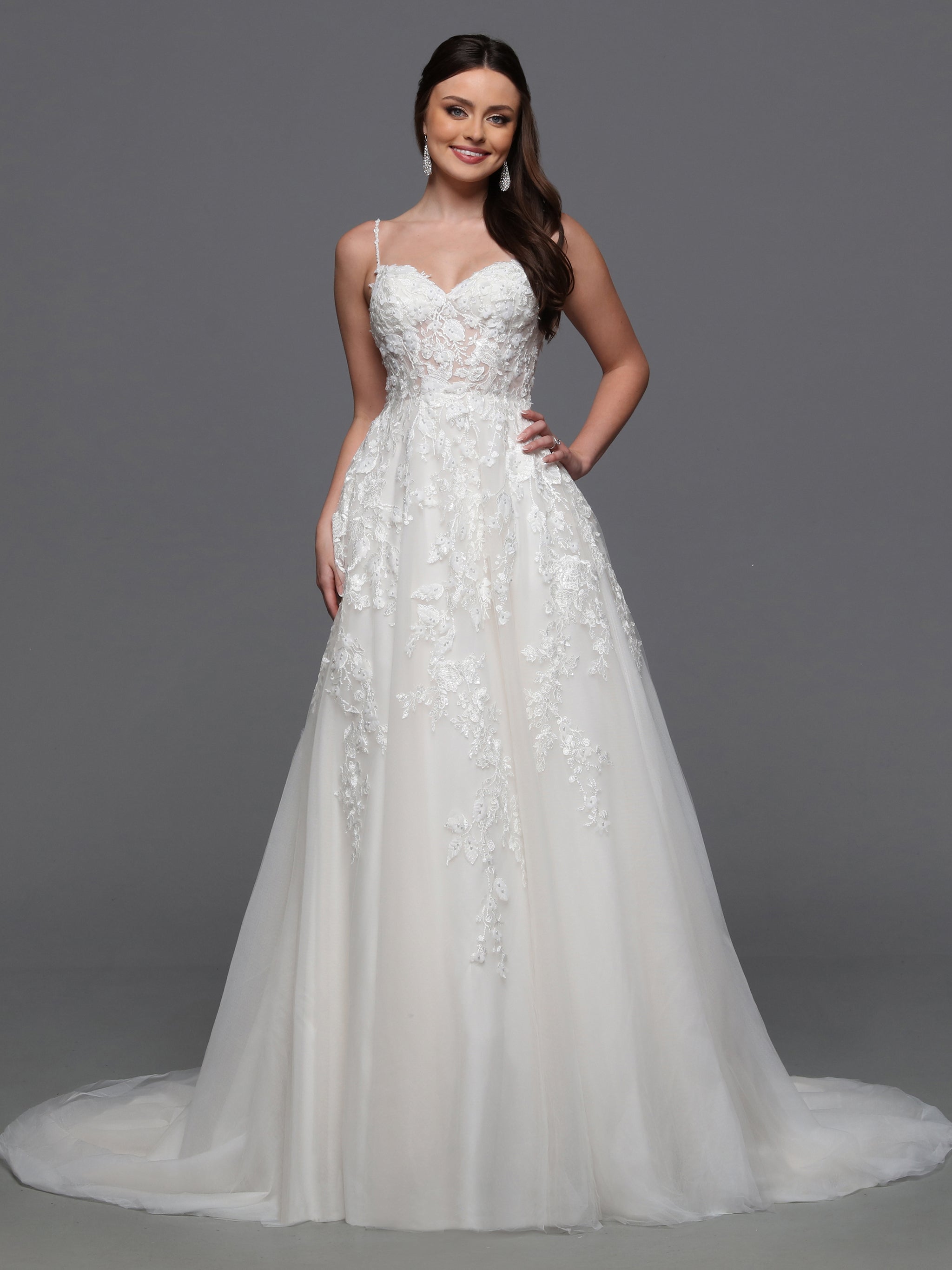 Davinci Bridal 50834 Size 16 Ivory/Nude 3D Lace A Line Wedding