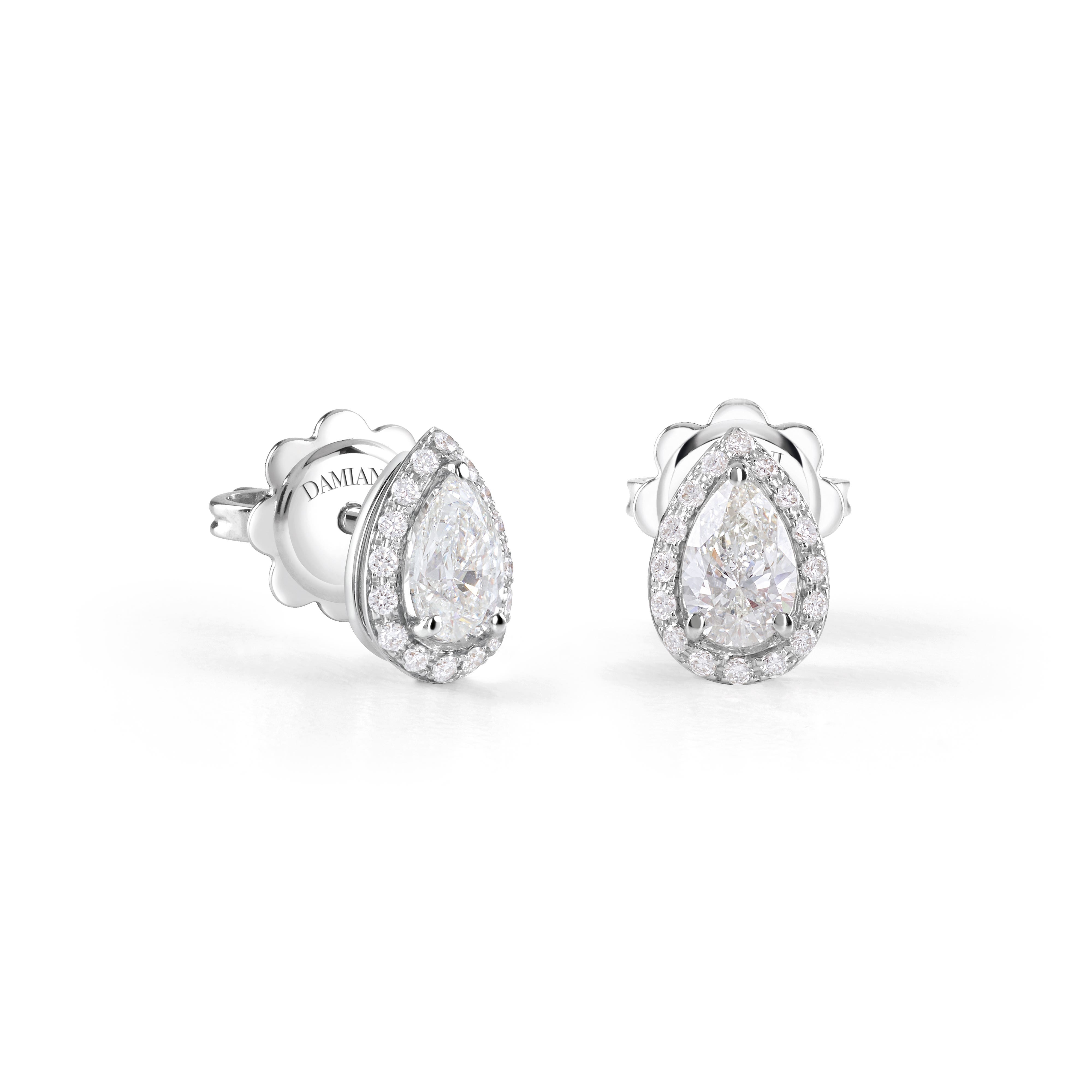 ホワイトゴールド、ペアシェイプ ダイヤモンド、ピアス - Damiani MINOU