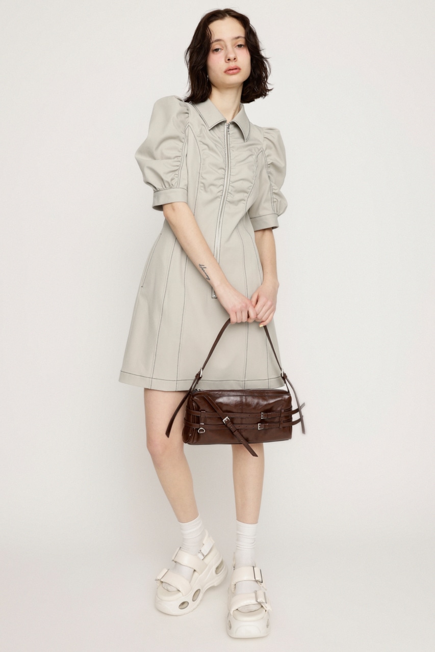 SLY | FRONT ZIP GATHER ショートワンピース (ワンピース(ミニ