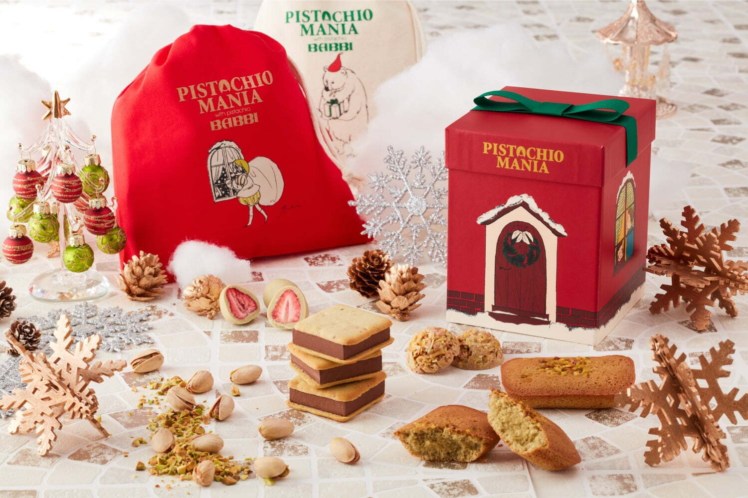 ピスタチオスイーツ専門「ピスタチオマニア」23年クリスマス、真っ赤な
