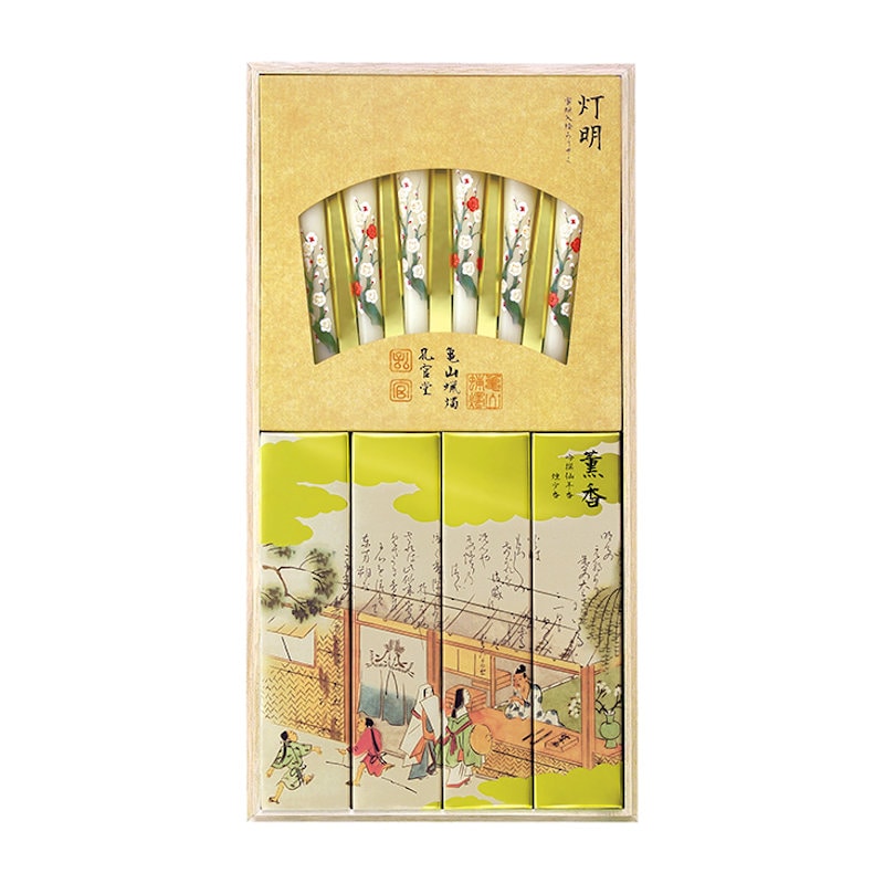 カメヤマ 特選絵巻 吟撰仙年香と蜜蝋 進物用桐箱入 包装品 の通販