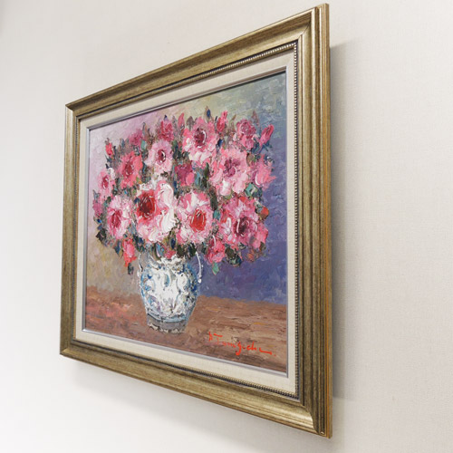 絵画 油絵 バラ (谷口春彦) 送料無料 【肉筆】【油絵】【花】【10号