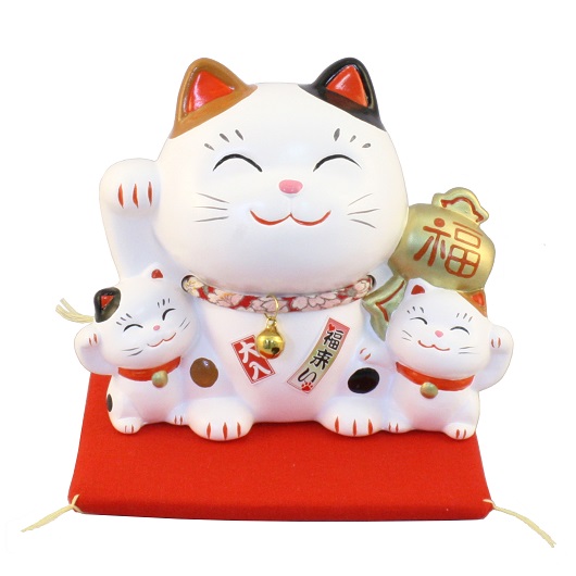 貯金箱 幸せ家族 招き猫（小）みけ・縁起物 / 京都の人形・こけし・和