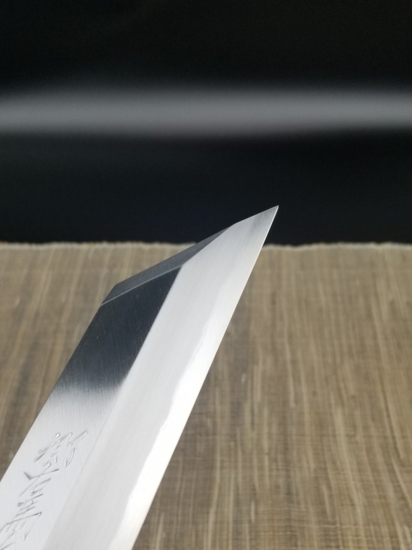 郷右馬允義弘～ ケンムキ180mm 本霞研ぎ/朴八角柄仕様