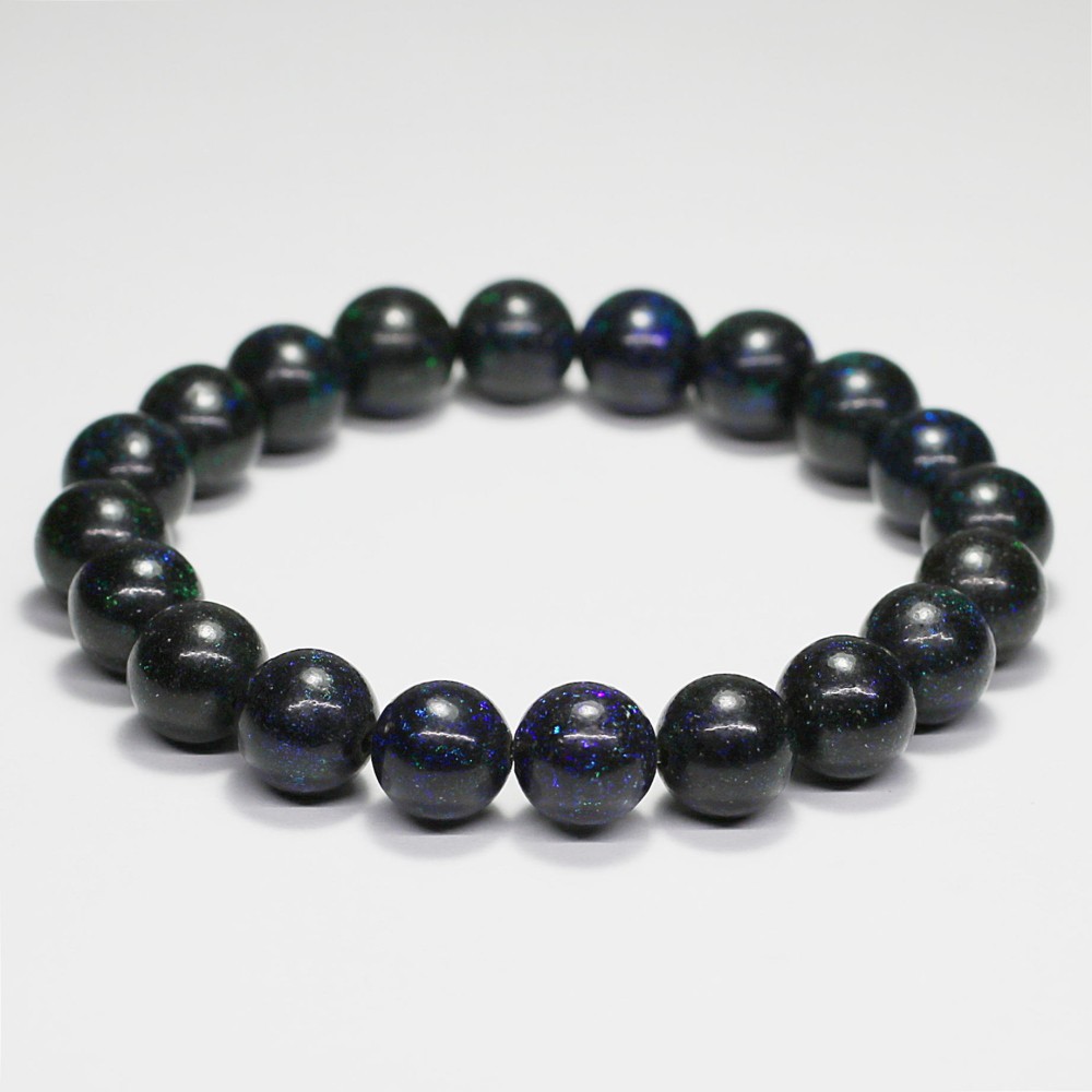 高品質++]ブラックマトリックスオパールブレスレット（約10mm玉