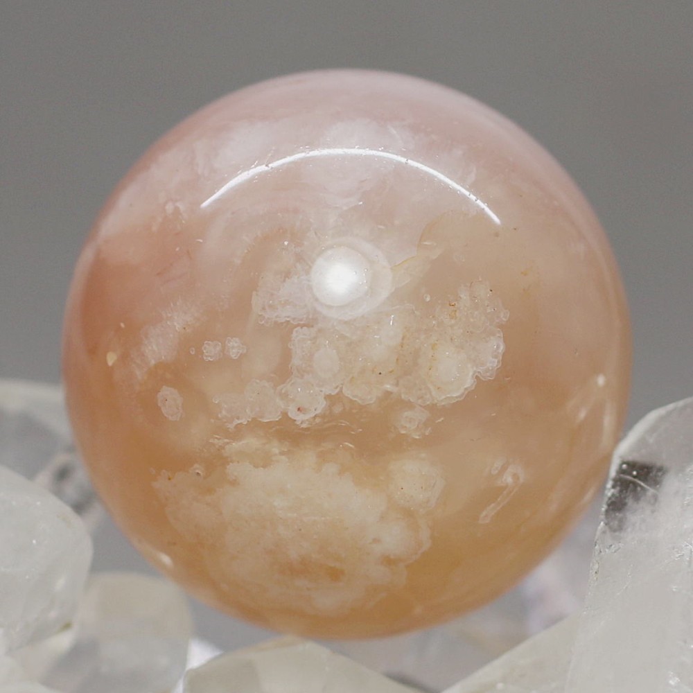 マダガスカル産]桜アゲート丸玉/桜瑪瑙スフィア（直径約26.3mm