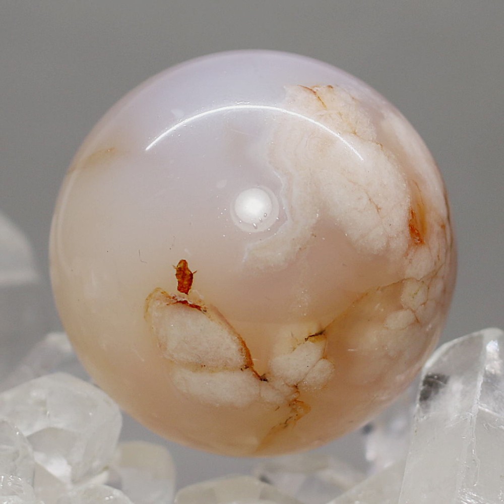 マダガスカル産]桜アゲート丸玉/桜瑪瑙スフィア（直径約32.1mm