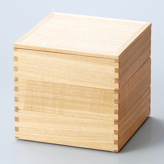 三段重 白木塗 内朱 6寸 木製 12-15005 漆器の井助