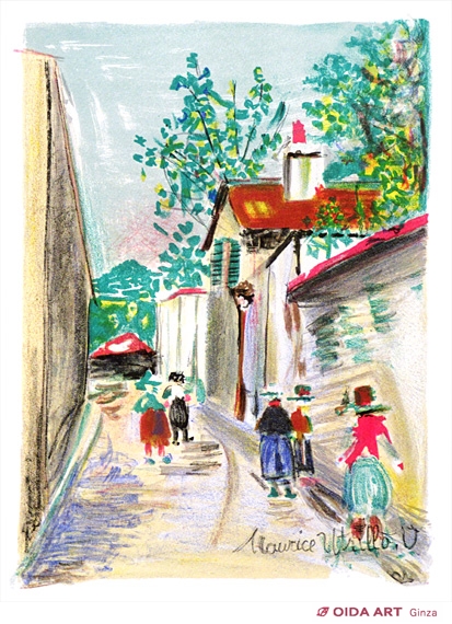ユトリロ モンマルトル・ベキュより「モンマルトルの遊歩道」 | 絵画