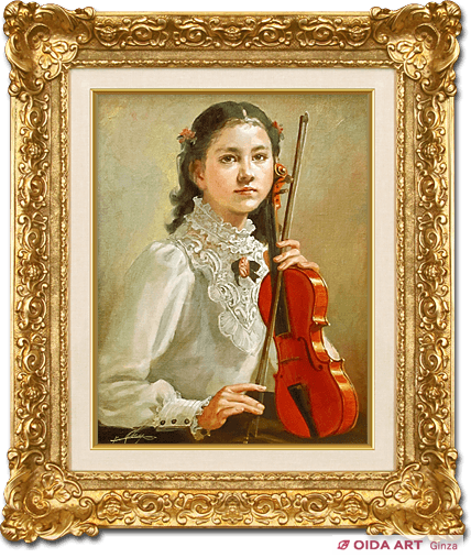 奥龍之介 バイオリンの少女 | 絵画など美術品の販売と買取 | 東京