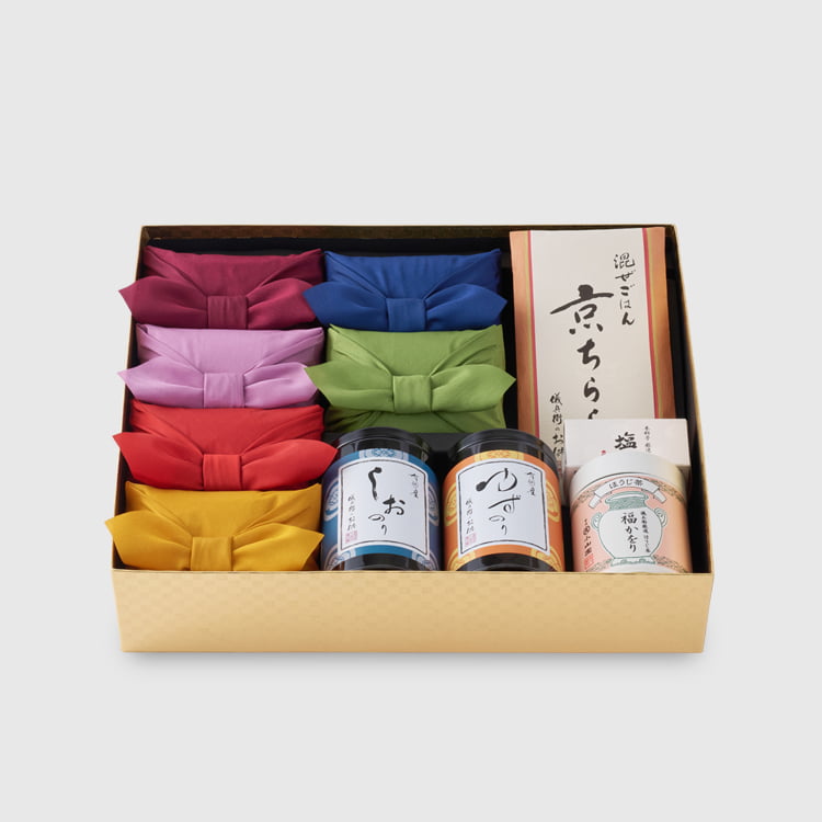 十二単お供詰合せ「嵯峨」(お米2合×6個・お供) ご飯のお供ギフト｜京都