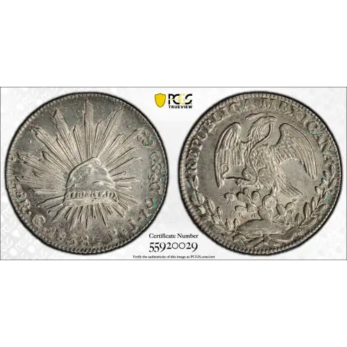 1838-Go PJ Mexico Silver 8 REALES PCGS AU-58 Go20 - Old Pueblo Coin