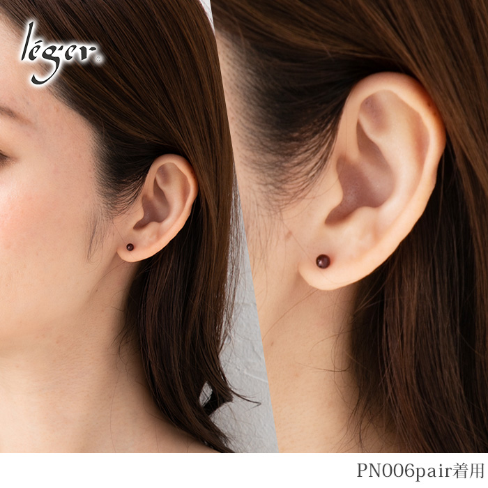 純チタン ピアス ガーネット ポスト ラウンドカット 4mm 両耳｜leger