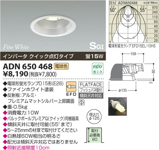 KOIZUMI SG形ダウンライト ADN650468 | 商品紹介 | 照明器具の通信販売