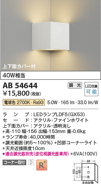Koizumi コイズミ照明 LEDブラケット AB54644 | 商品紹介 | 照明器具の