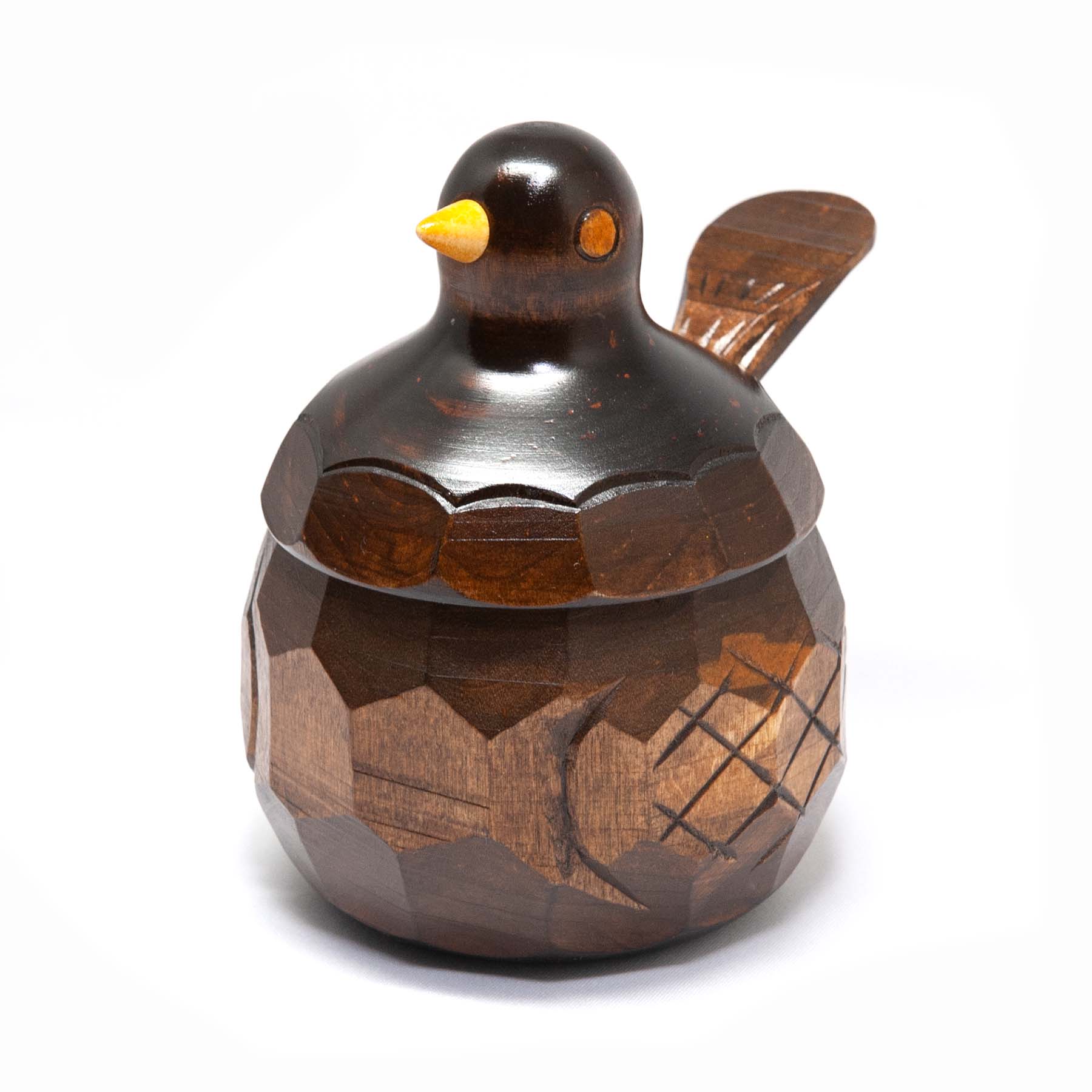 鳩の砂糖壺（茶） | ギャラリーまきの 信州の木製品と美術工芸品販売の