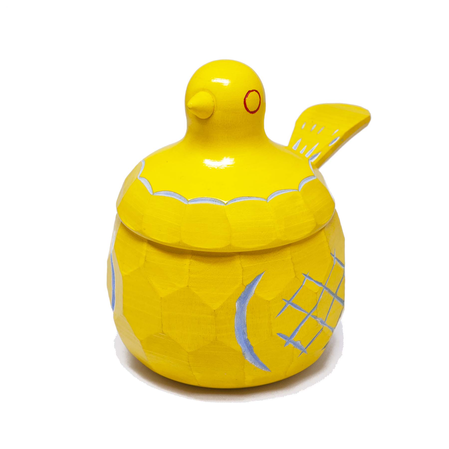 鳩の砂糖壺（黄） | ギャラリーまきの 信州の木製品と美術工芸品販売の