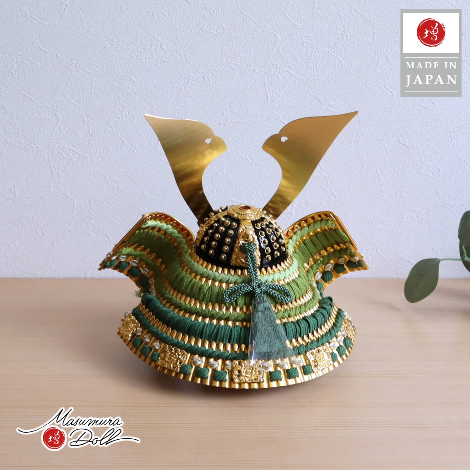 新作 伝統工芸士 誠山作 10号 濃緑糸縅兜 萌葱裾濃 無双結び 金小札 月