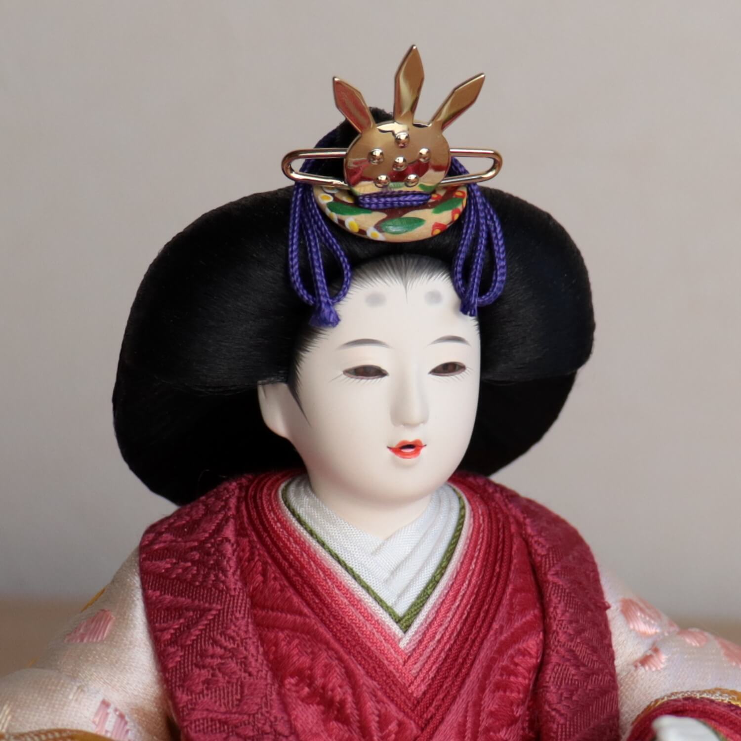 清水久遊作 ひいな 芥子 正絹西陣織「梅共柄」 二曲一双済美箔屏風