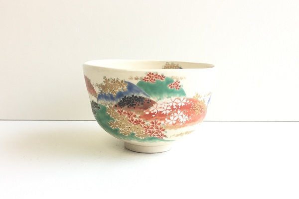 送料込【逢絢亭・新品】茶道具 茶碗 京焼 仁清 青楓の図 山本蓼