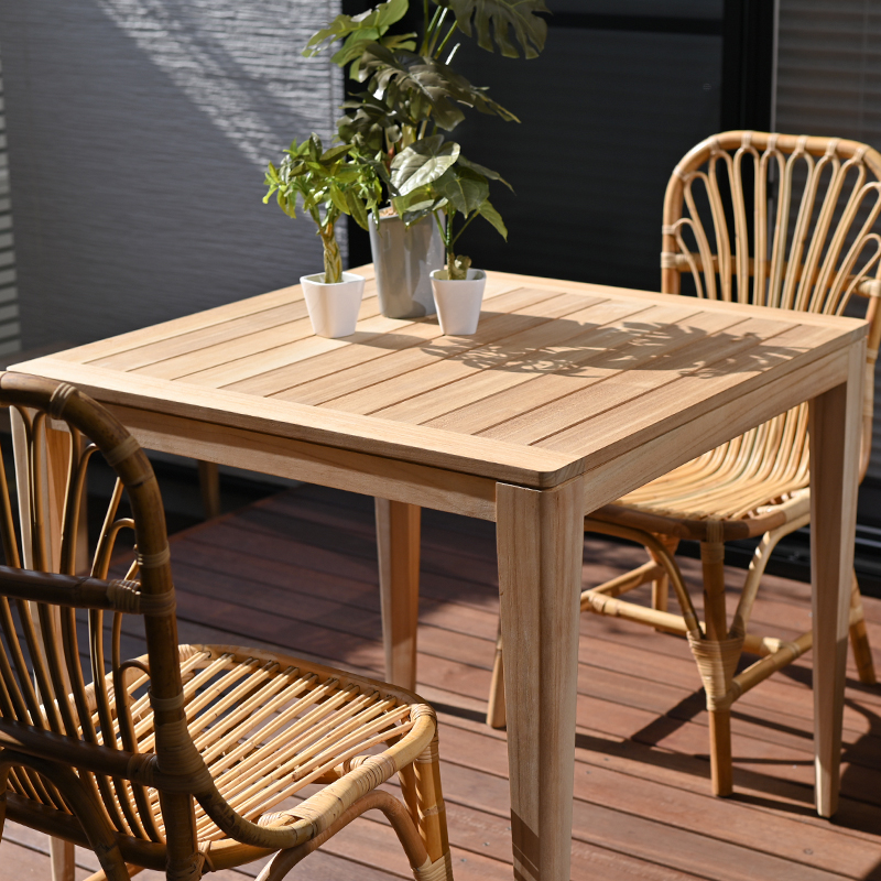 GARDEN ダイニングテーブル チーク無垢材 無塗装 PURO 80cm幅 T5000XX