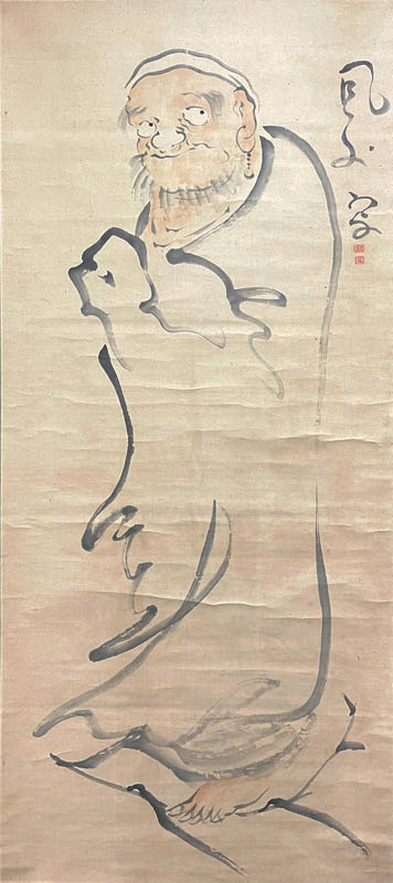 真作/春隣/山水鹿図/布袋屋掛軸HI-133