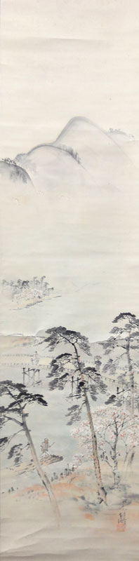 中村左洲 春の渡月橋 秋の塩原 (春秋双幅)/掛け軸 絵画の買取.販売