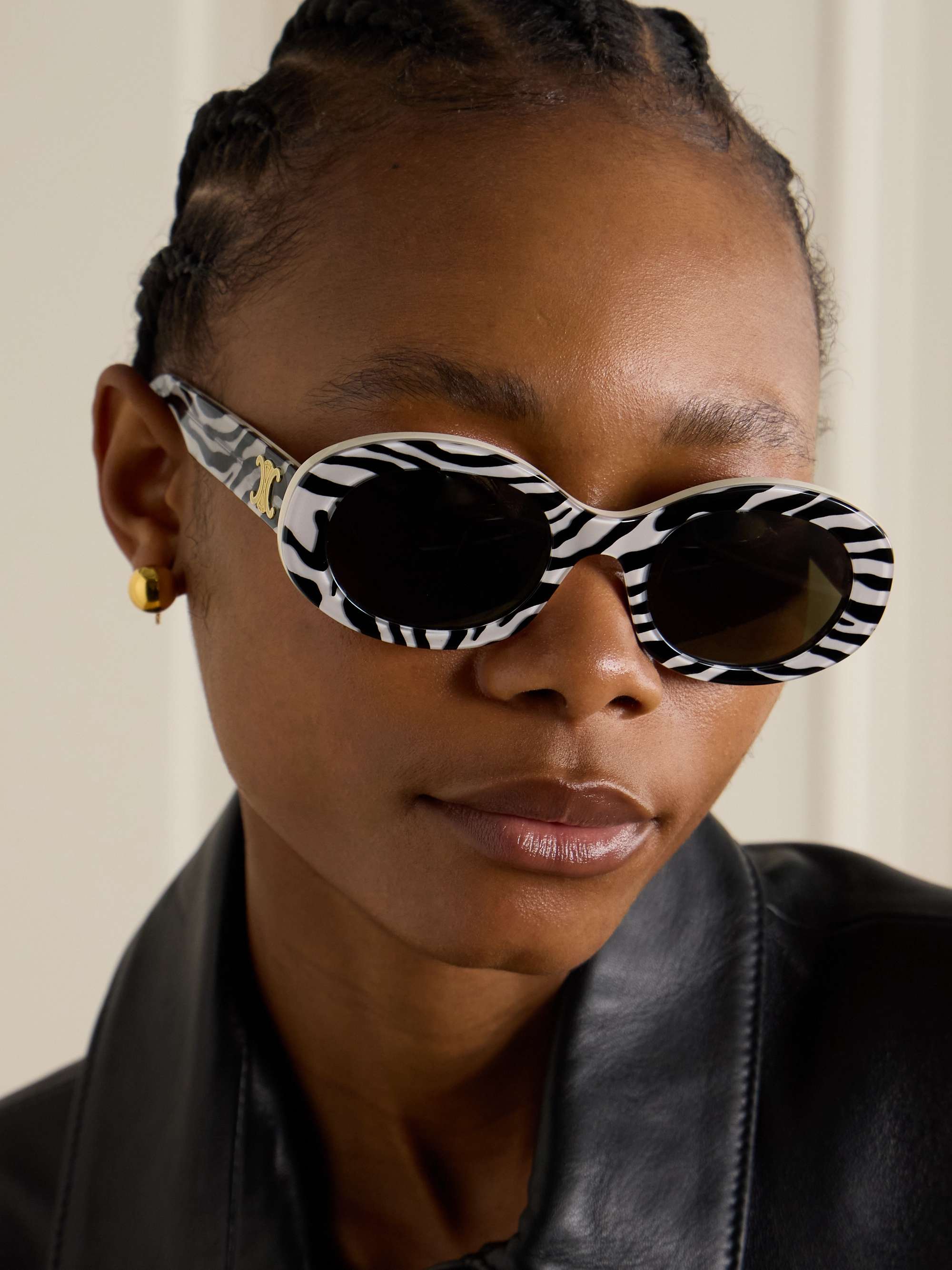 CELINE EYEWEAR Round-frame striped acetate sunglasses | NET-A-PORTER