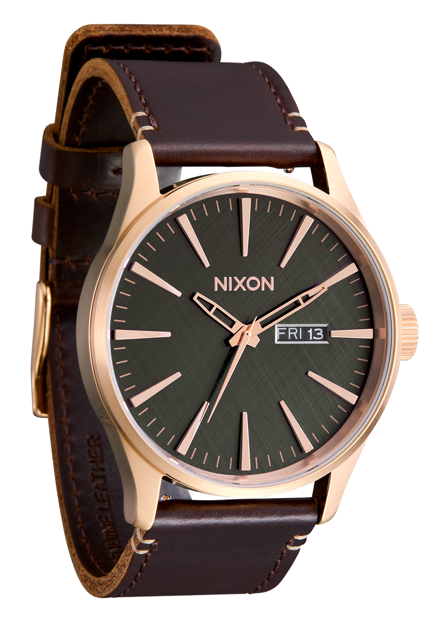 Sentry Leather Watch | Rose Gold / Gunmetal / Brown | Men's