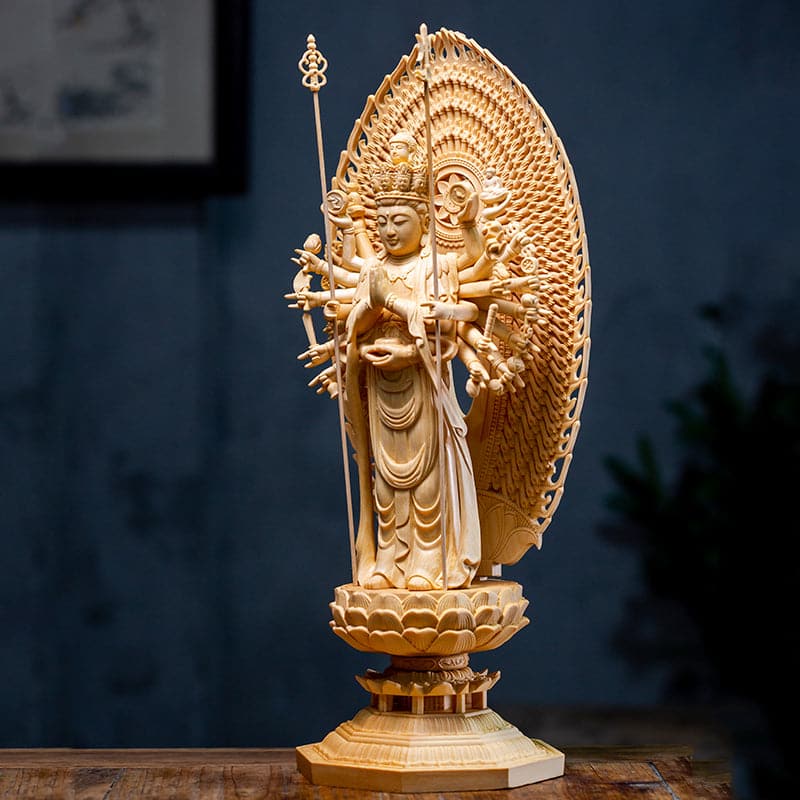 木彫り 仏像 千手観音 千手千眼観自在菩薩 – 念珊閣仏像