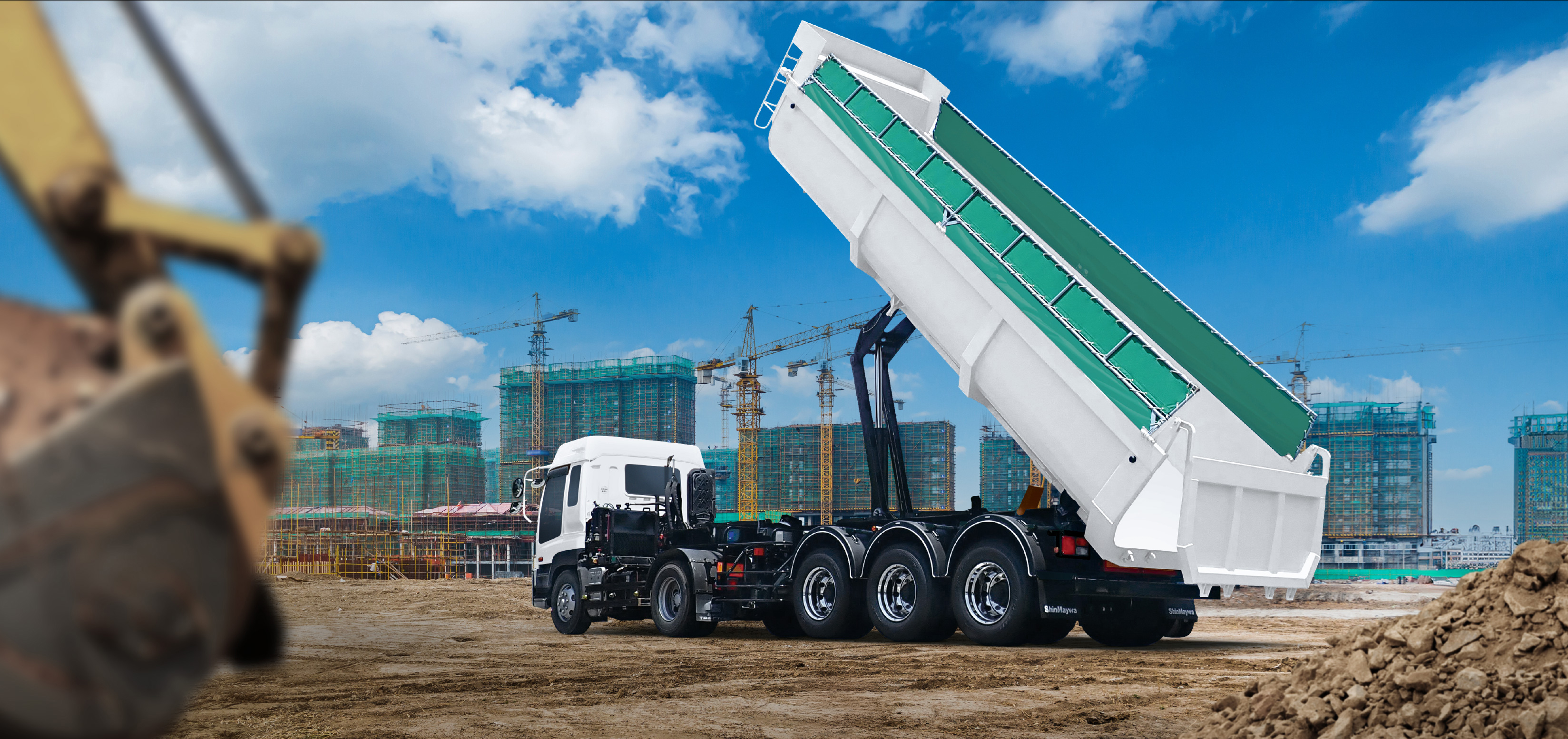 GVW36トン車級 リンク式リヤダンプトレーラ | 新明和工業株式会社