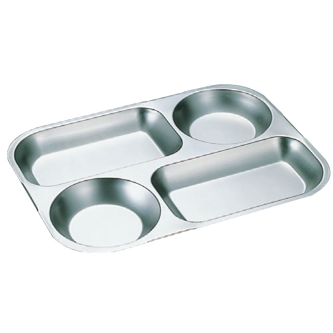 18-8 ステンレス 食器 角ランチ皿 4穴 290mm LA-290 - 調理器具のSHOKUBI