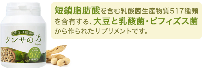 タンサの力®517｜短鎖脂肪酸を含む乳酸菌生産物質517種類含有サプリメント
