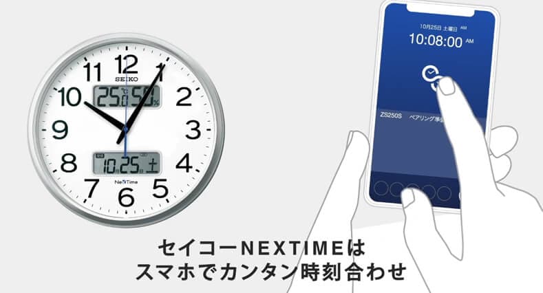 SEIKO セイコー ネクスタイム(液晶表示付) 電波掛け時計 ZS251W – 正美