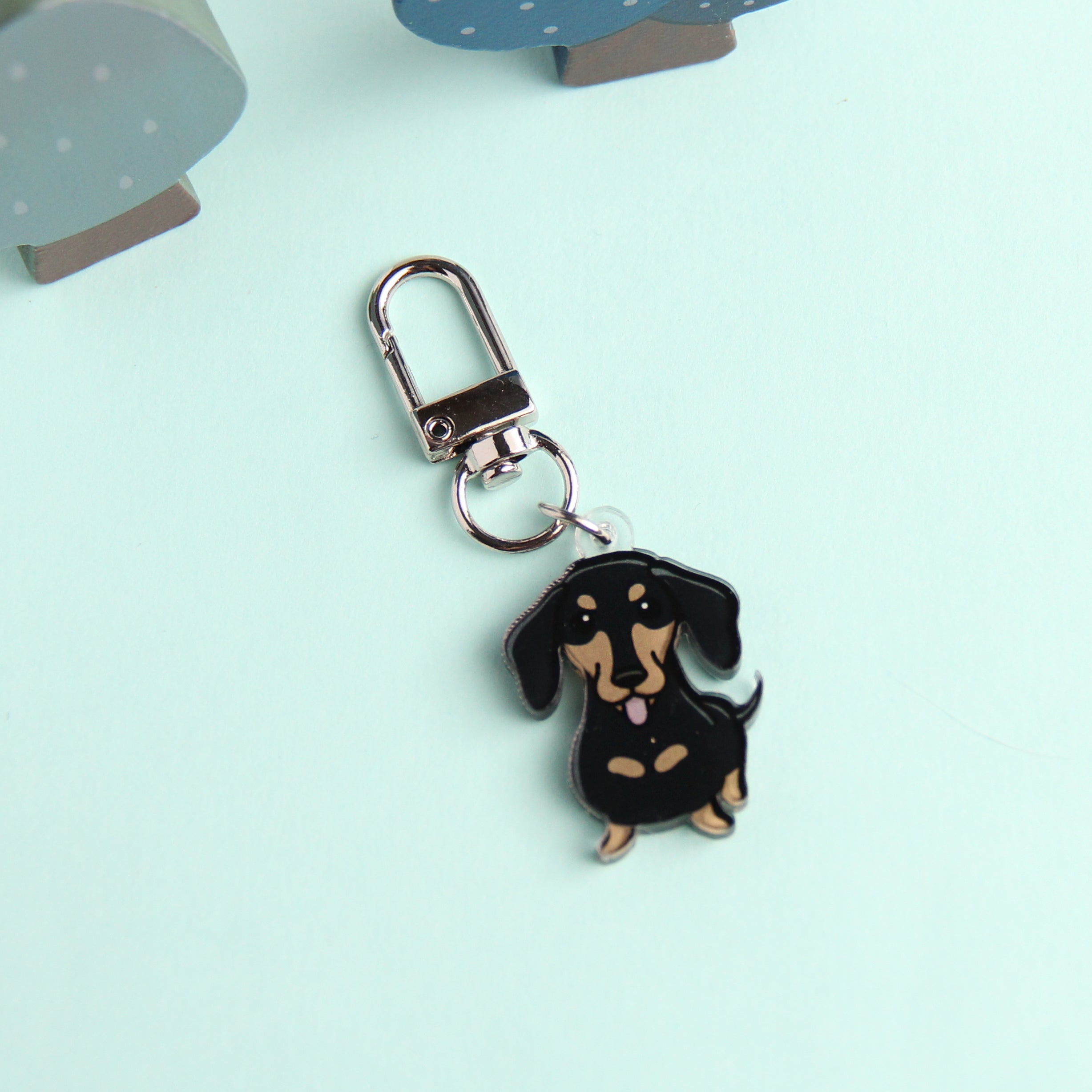 3cm ミニ ダックスフント アクリル キーチェーン - かわいい犬種の