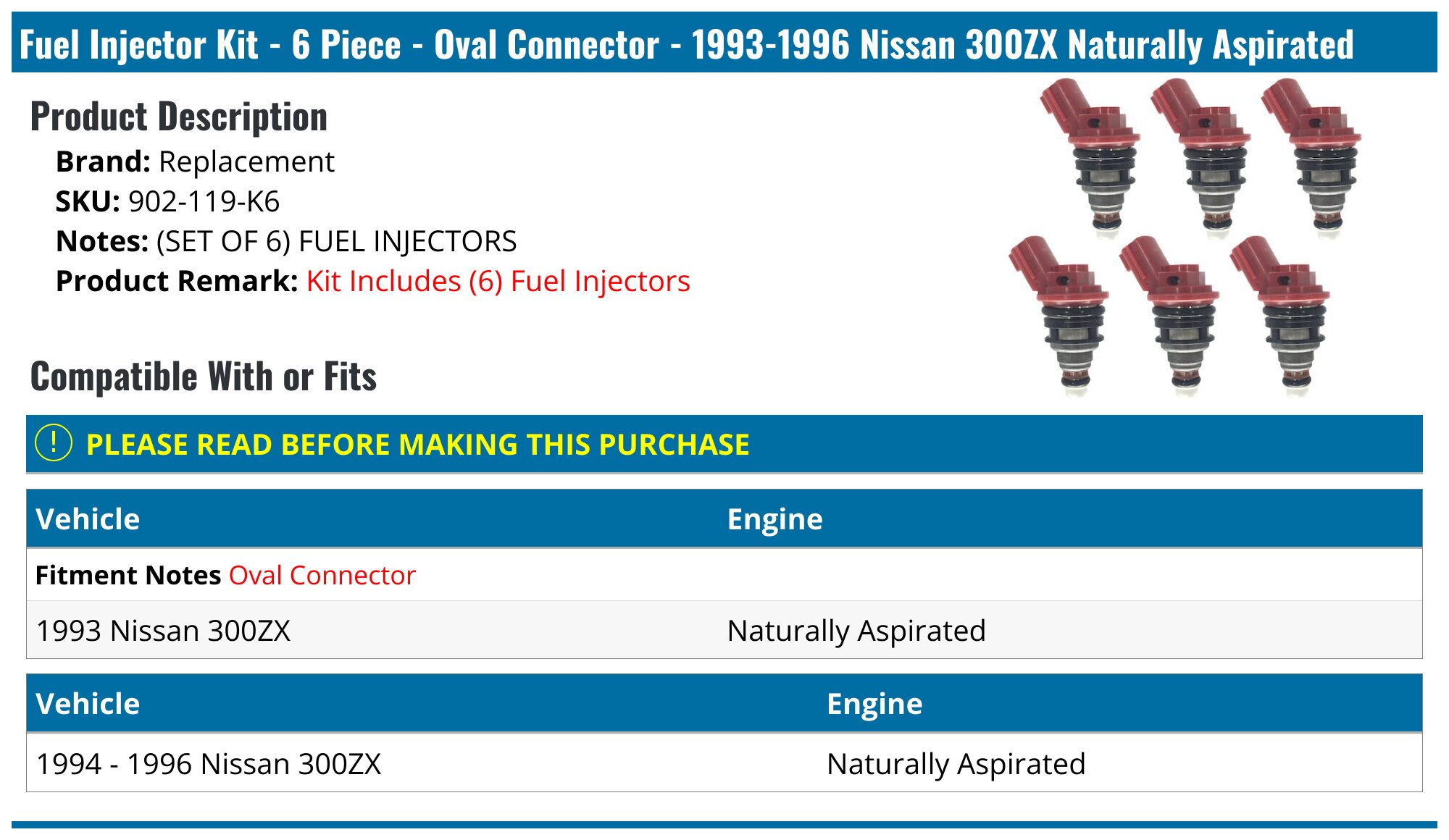 Nissan 300ZX Fuel Injectors - Injector - GB Remanufacturing