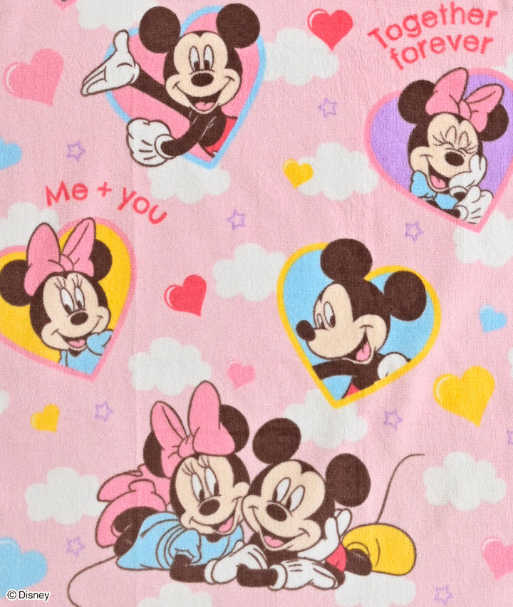 Disney】（ミッキー＆ミニー）バスタオル(60×120㎝ ピンク