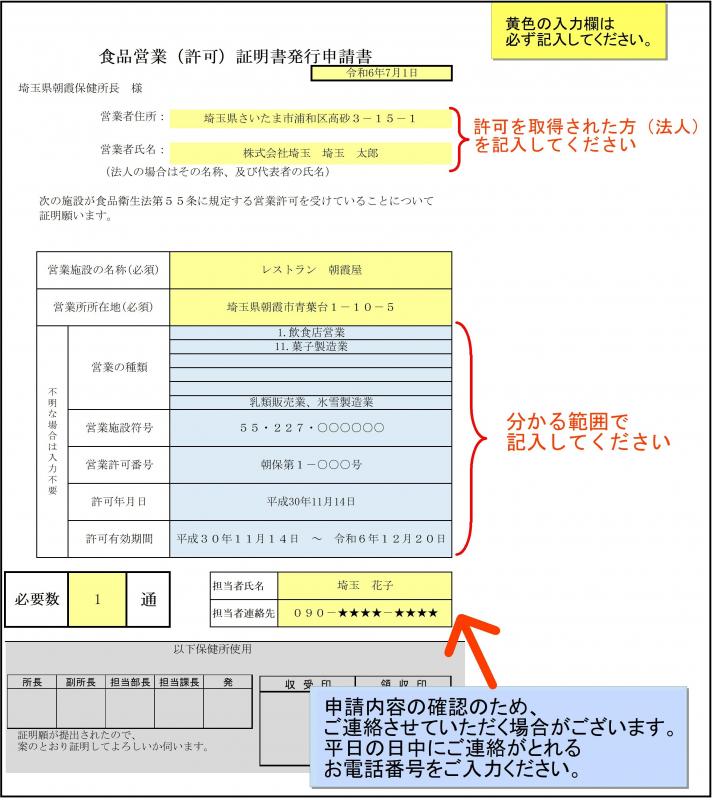 食品営業許可書の再発行を御希望の方へ（朝霞保健所） - 埼玉県