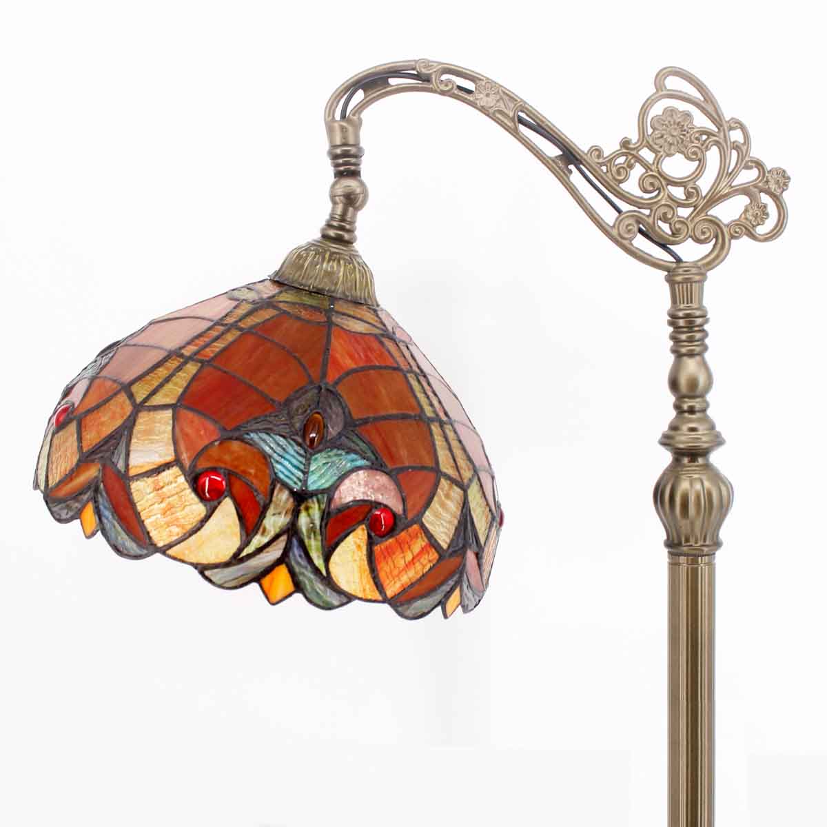 Tiffany Floor Lamp Werfactory® Red Liaison Stained Glass Arched