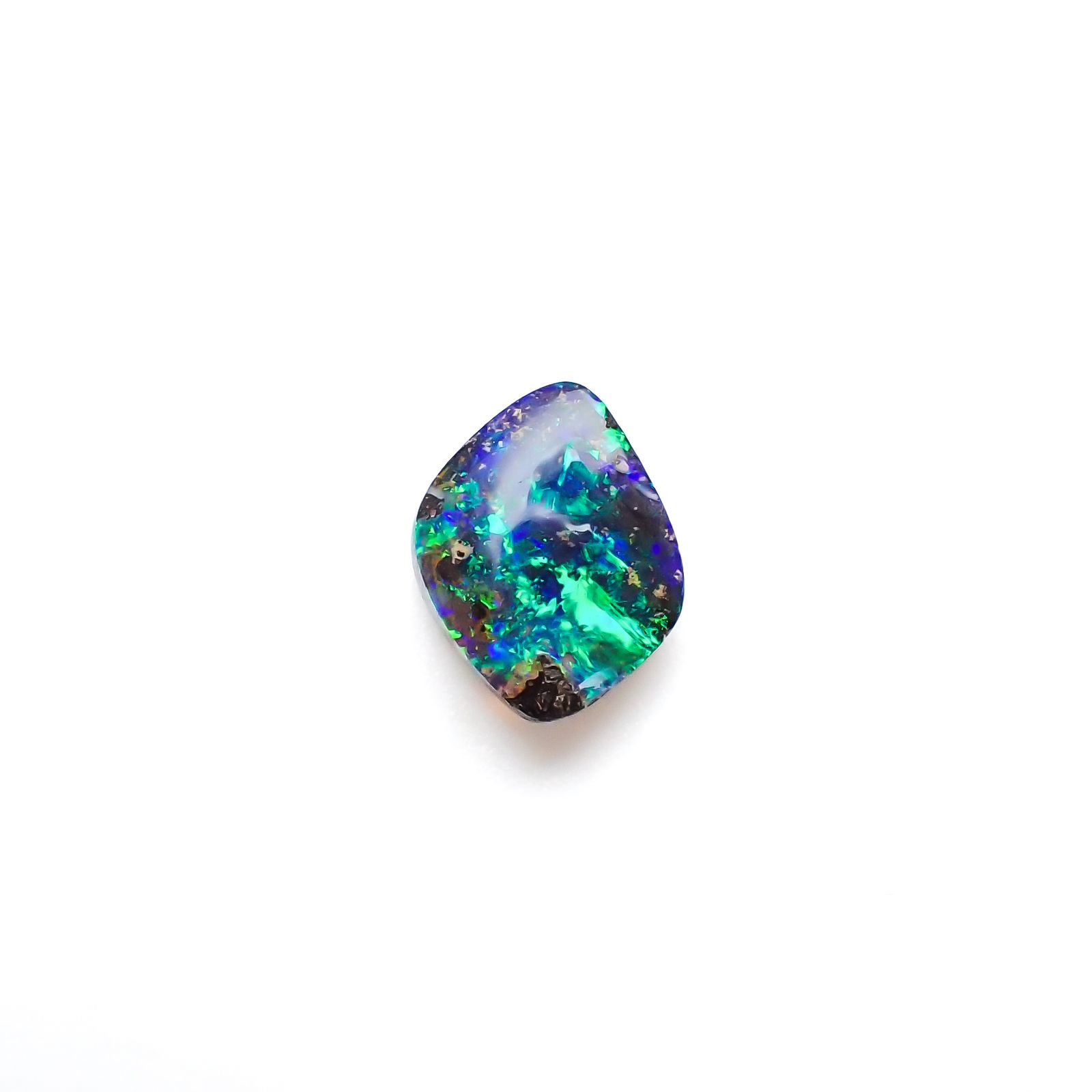 ボルダーオパール 原石磨き オーストラリア産 2.52ct / 10.9x7.9mm前後