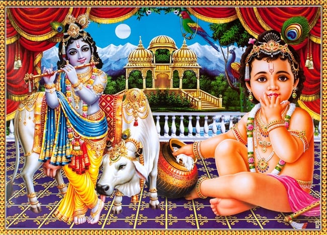 クリシュナ Krishna ポスター ヒンドゥー教 〔約70.5cm×約50.5cm〕大判