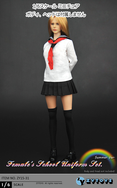 ZYTOYS】ZY15-31 女性ドール用 女子高生 学生服 夏服 シューズ付 1/6