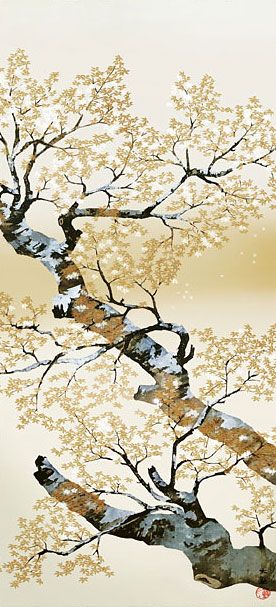 有名作家の掛け軸 横山大観作 山桜花【本格ミニ掛軸】ミニサイズ ミニ掛軸