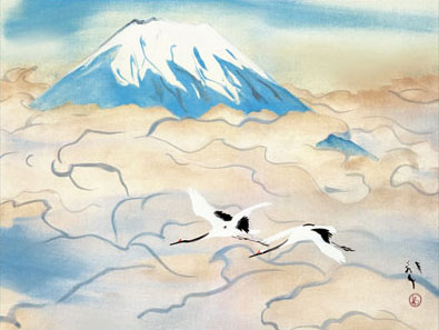 有名作家の掛け軸 川端龍子作 舞鶴図